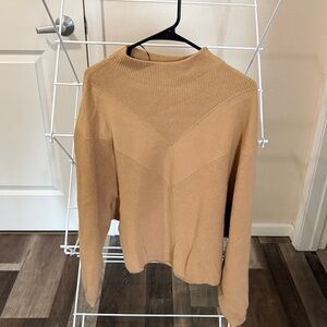Tan Knit Mock Neck Sweater